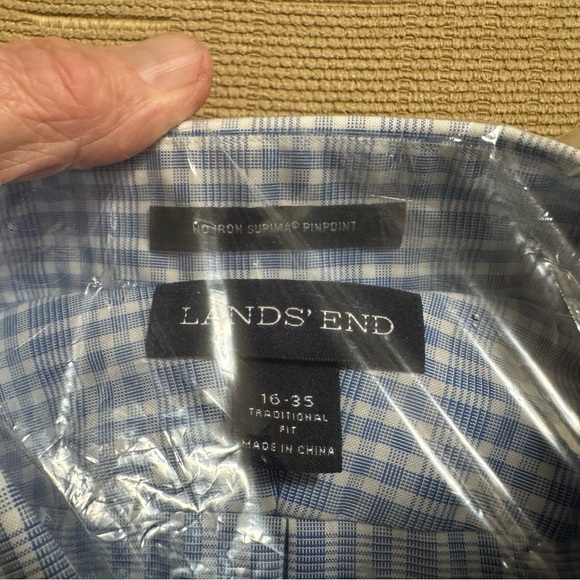 (Never opened) Lands' End Men's Blue Checkered Shirt - Picture 4 of 4